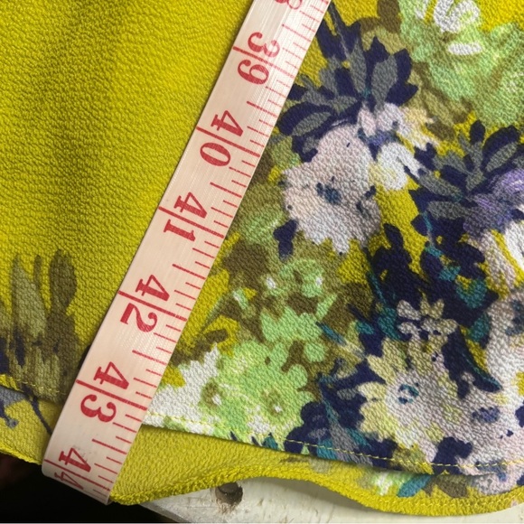 London Times Long Sleeve Tie Keyhole Midi Dress Size 4 New Yellow Floral - Picture 8 of 10